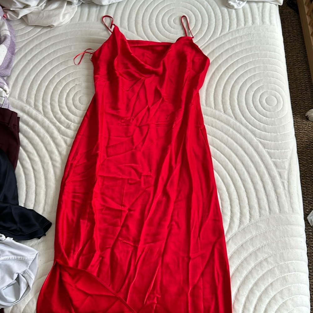 Express midi satin red dress